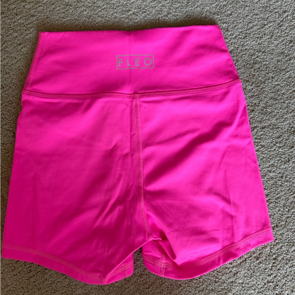 Fleo Hot Pink High-Waist Bike Shorts - Picture 3 of 3